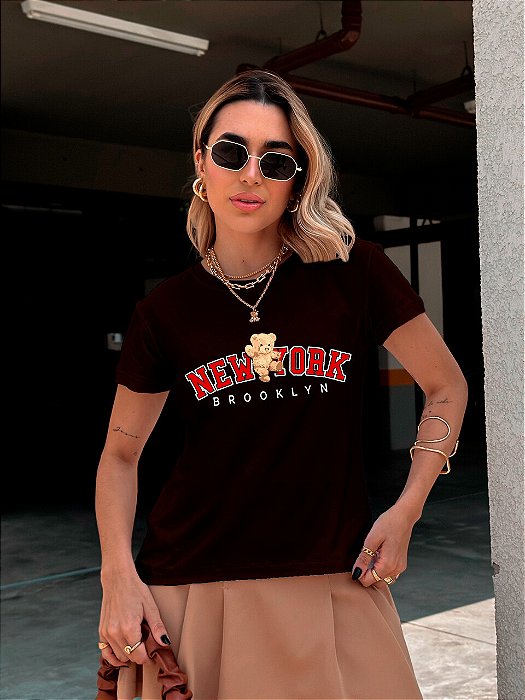 T-SHIRT URSO NEW YORK DTF CHOCOLATE