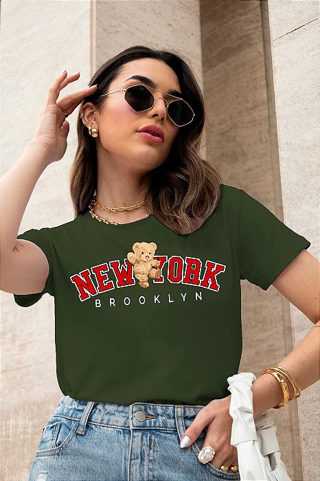 T-SHIRT URSO NEW YORK DTF VERDE MILITAR
