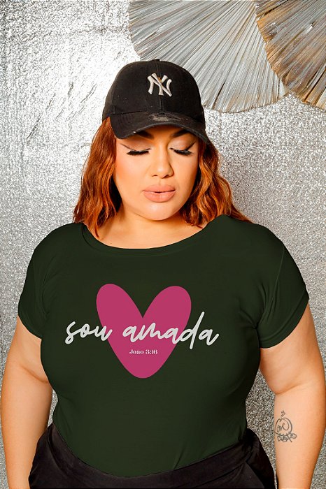 T-SHIRT PLUS SIZESOU AMADA JO 3:16 DTF VERDE MILITAR XG