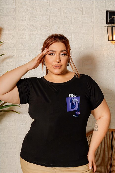 T-SHIRT PLUS SIZE TÉDIO DIVERTIDAMENTE DTF XG