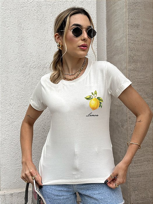 T-SHIRT LIMÃO DTF BRANCO