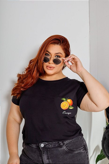 T-SHIRT PLUS SIZE LARANJA DTF XG