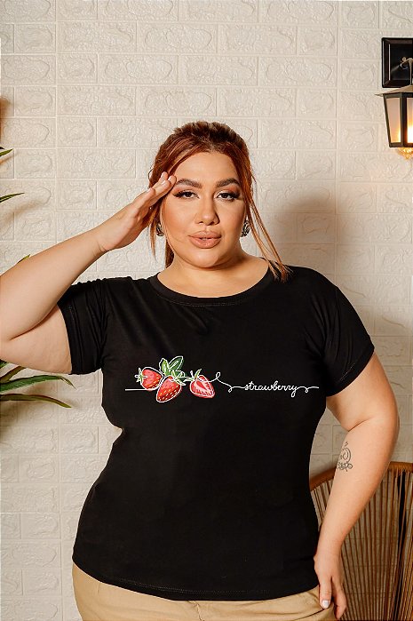 T-SHIRT PLUS SIZE MORANGOS STRANWBERRY DTF XG