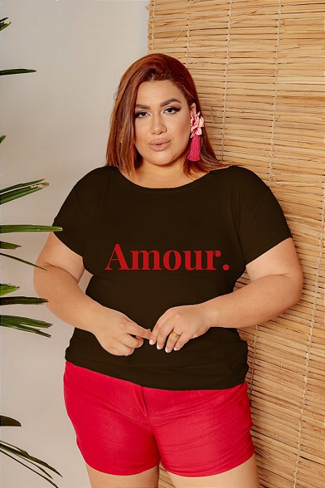 T-SHIRT PLUS SIZE AMOUR. DTF CHOCOLATE XG