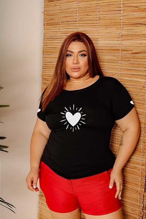 T-SHIRT PLUS SIZE CORAÇÕES DTF XG