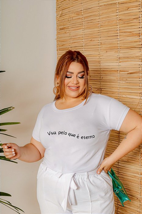 T-SHIRT PLUS SIZE VIVA INFINITO DTF BRANCO XG