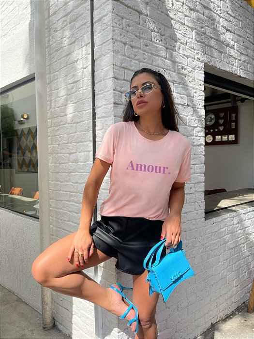 T-SHIRT AMOUR. DTF ROSA BEBÊ