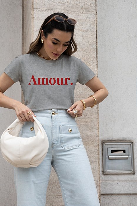 T-SHIRT AMOUR. DTF CINZA