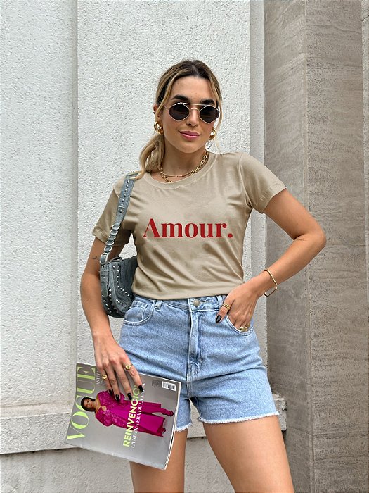 T-SHIRT AMOUR. DTF BEGE