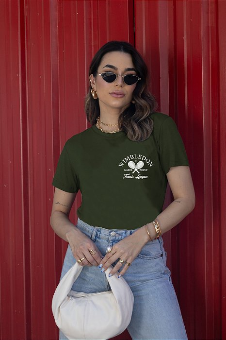 T-SHIRT RAQUETES WIMBLENDON DTF VERDE MILITAR