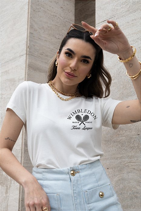 T-SHIRT RAQUETES WIMBLENDON DTF BRANCO