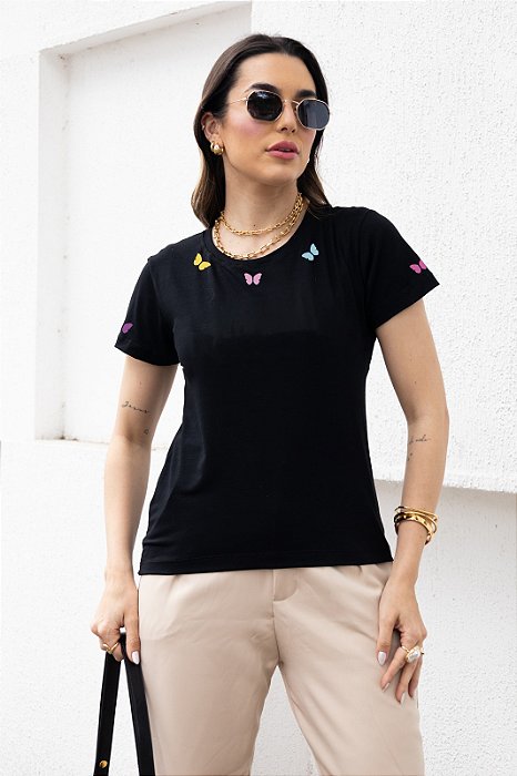 T-SHIRT BORBOLETAS COLORIDAS DTF