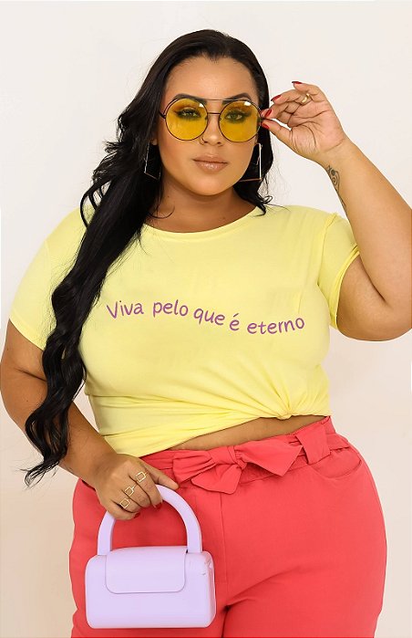 T-SHIRT PLUS SIZE VIVA INFINITO DTF AMARELO BEBÊ XG