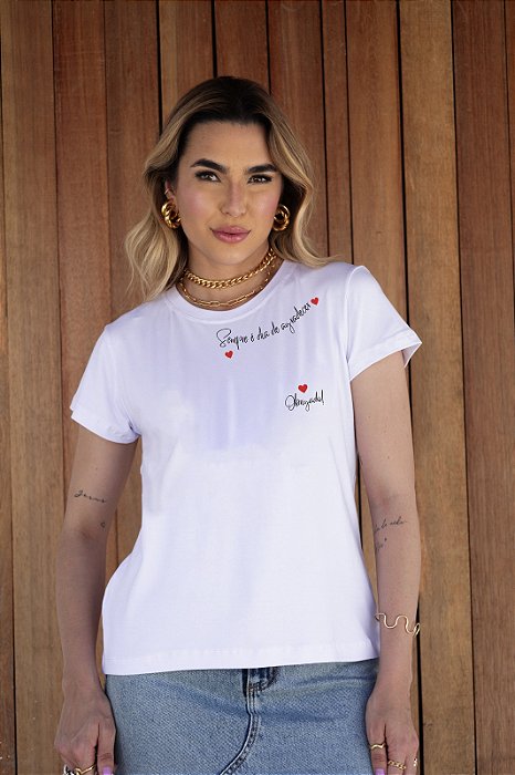 T-SHIRT SEMPRE É DIA DTF BRANCO