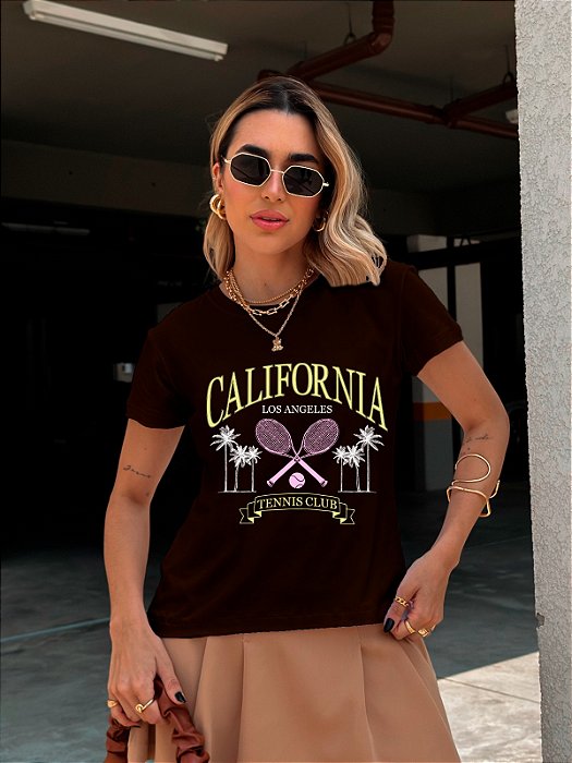 T-SHIRT RAQUETE CALIFORNIA DTF CHOCOLATE