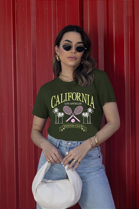 T-SHIRT RAQUETE CALIFORNIA DTF VERDE MILITAR