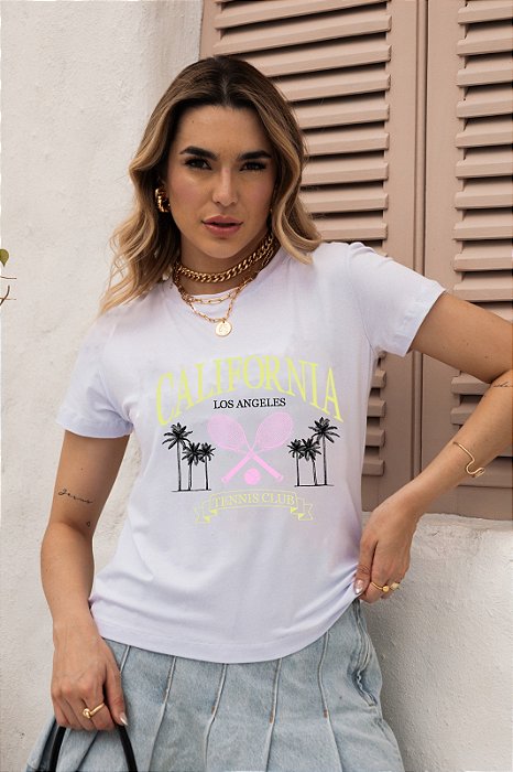 T-SHIRT RAQUETE CALIFORNIA DTF BRANCO