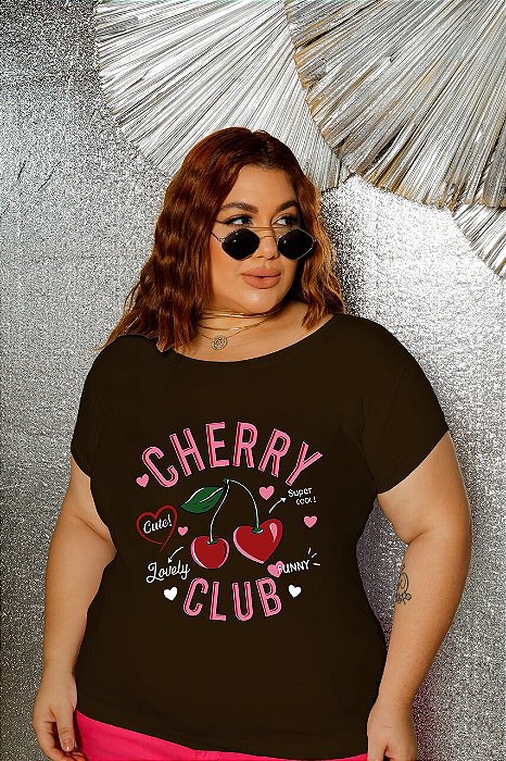 T-SHIRT PLUS SIZE CHERRY CLUB DTF CHOCOLATE XG