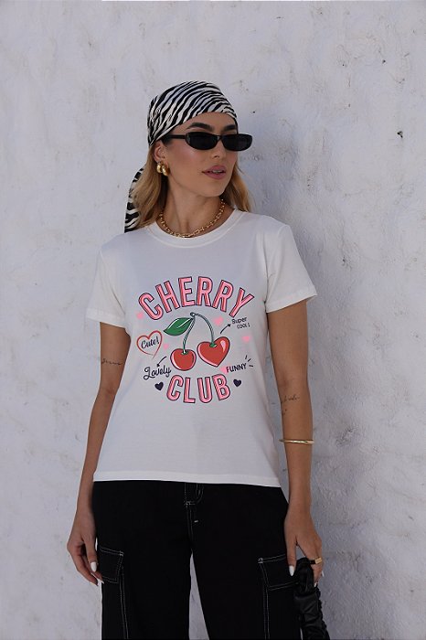 T-SHIRT CHERRY CLUB DTF OFF WHITE