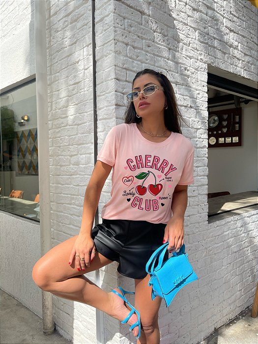 T-SHIRT CHERRY CLUB DTF ROSA BEBÊ