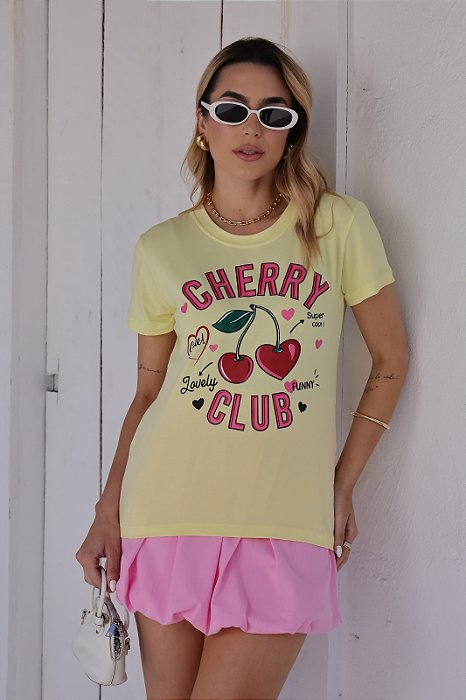 T-SHIRT CHERRY CLUB DTF AMARELO BEBÊ