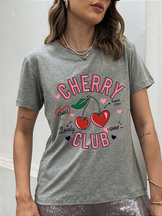 T-SHIRT CHERRY CLUB DTF CINZA