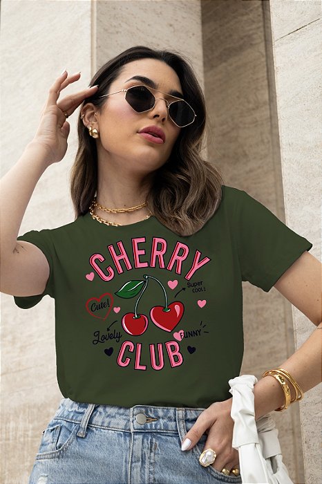 T-SHIRT CHERRY CLUB DTF VERDE MILITAR