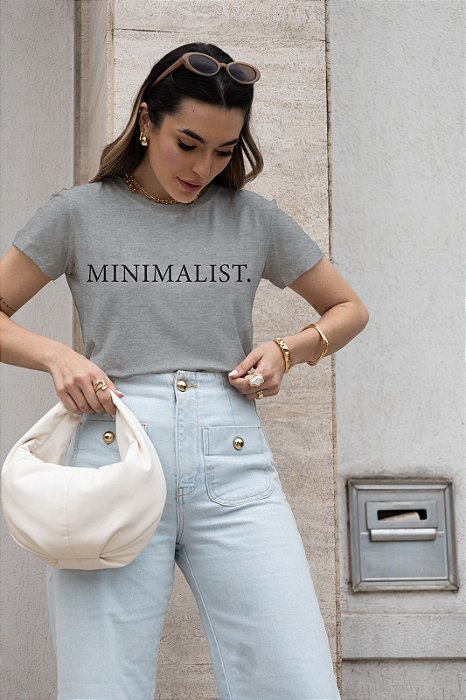 T-SHIRT MINIMALIST DTF CINZA