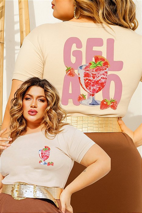 T-SHIRT PLUS SIZE GELATO DTF BEGE XG