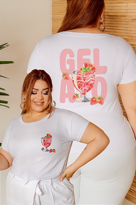 T-SHIRT PLUS SIZE GELATO DTF BRANCO XG
