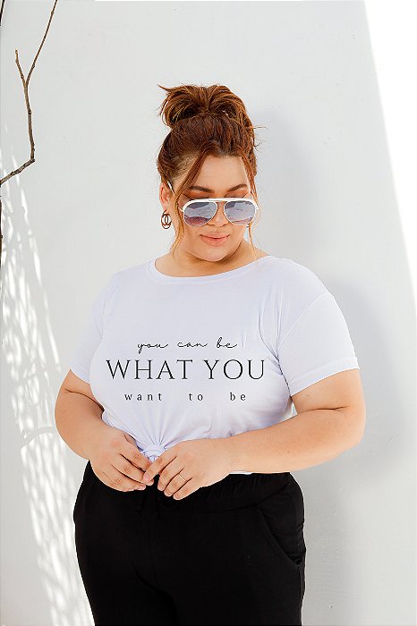 T-SHIRT PLUS SIZE WHAT YOU DTF BRANCO XG