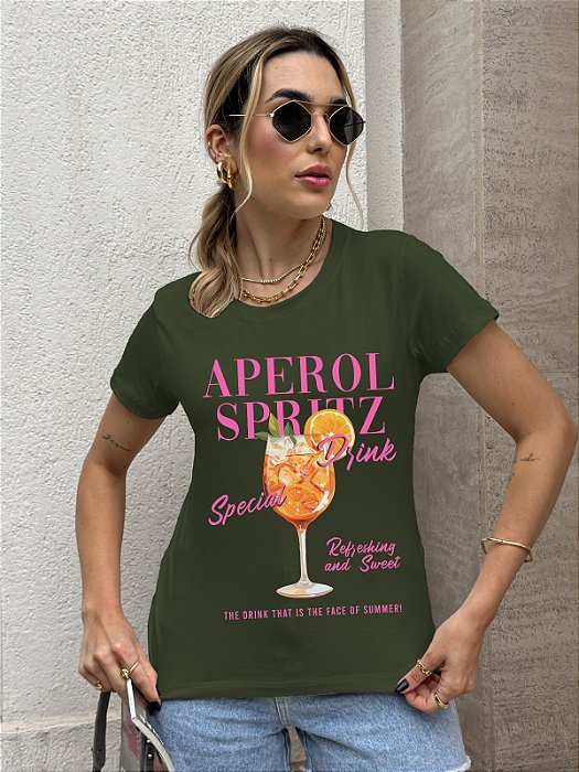 T-SHIRT APEROL DRINK DTF VERDE MILITAR