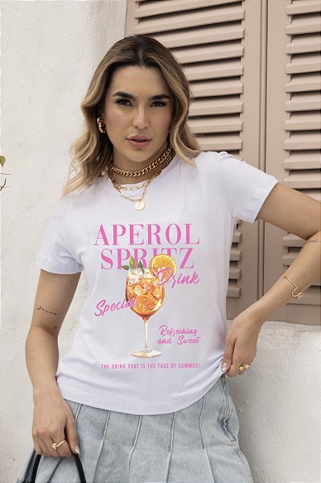 T-SHIRT APEROL DRINK DTF BRANCO
