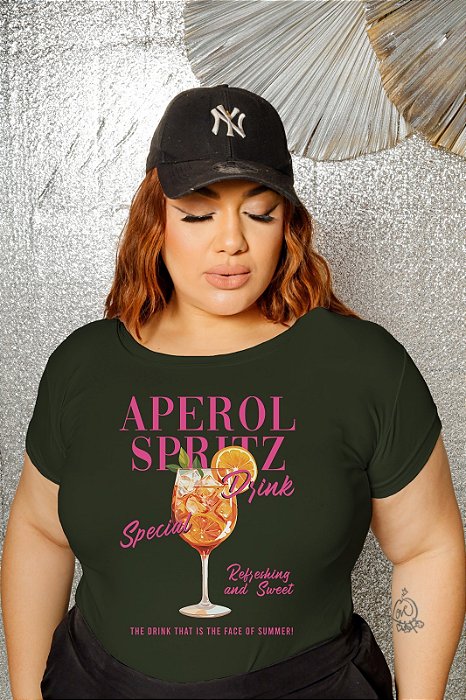 T-SHIRT PLUS SIZE APEROL DRINK DTF VERDE-MILITAR XG