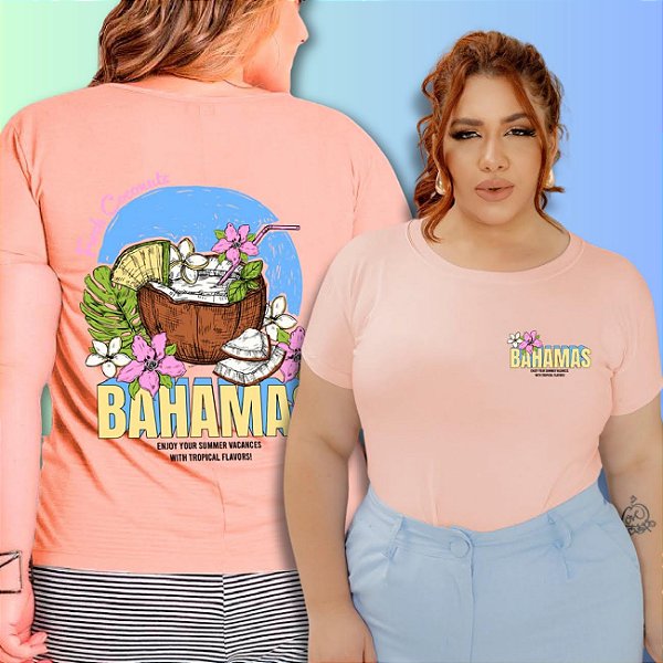 T-SHIRT PLUS SIZE COCO BAHAMAS DTF ROSA BEBÊ XG