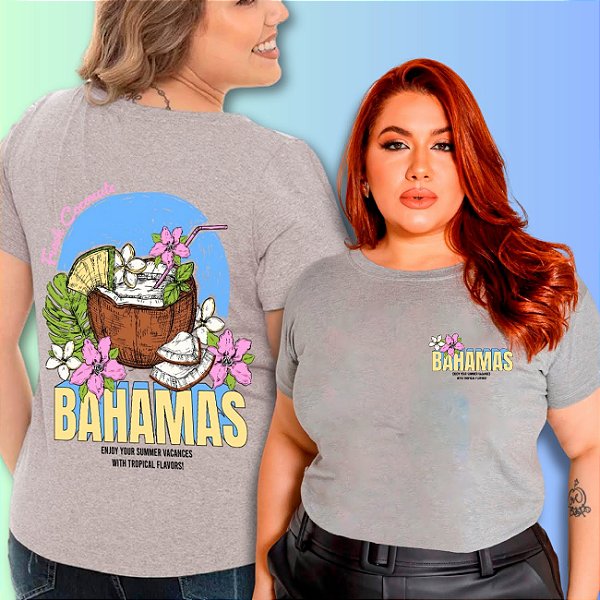 T-SHIRT PLUS SIZE COCO BAHAMAS DTF CINZA XG