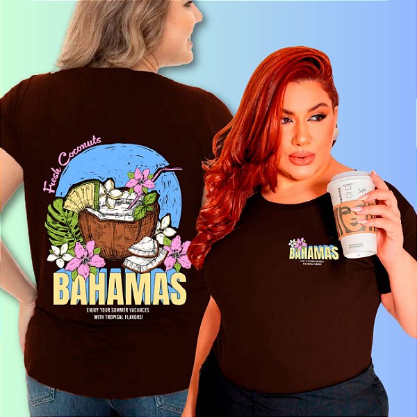 T-SHIRT PLUS SIZE COCO BAHAMAS DTF CHOCOLATE XG