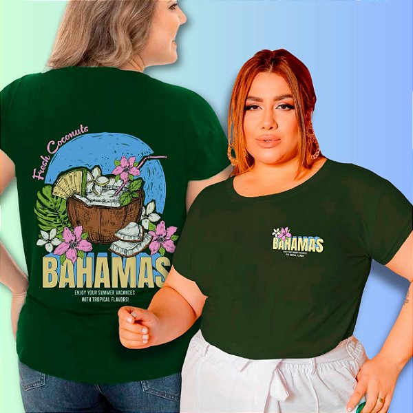 T-SHIRT PLUS SIZE COCO BAHAMAS DTF VERDE MILITAR XG