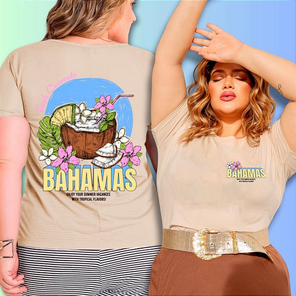 T-SHIRT PLUS SIZE COCO BAHAMAS DTF BEGE XG