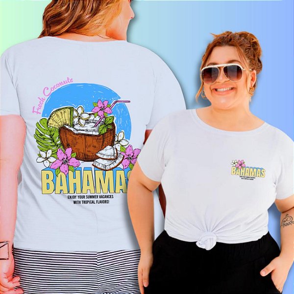 T-SHIRT PLUS SIZE COCO BAHAMAS DTF BRANCO XG