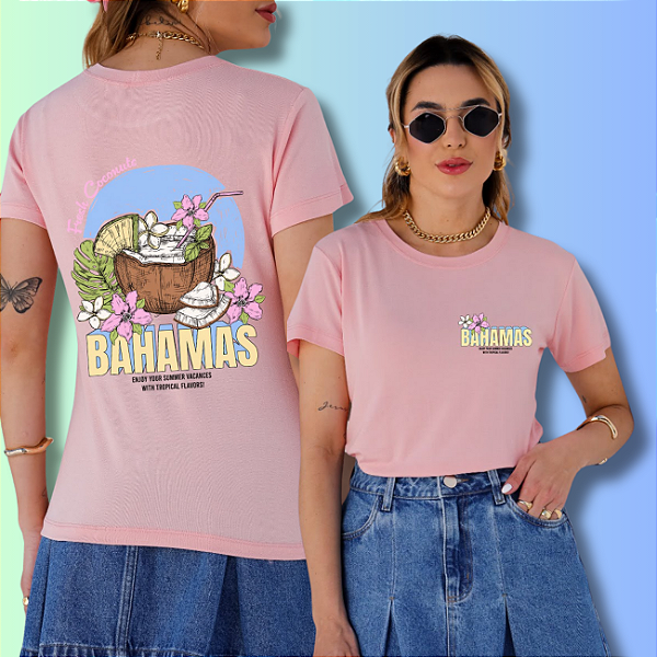 T-SHIRT COCO BAHAMAS DTF ROSA BEBÊ