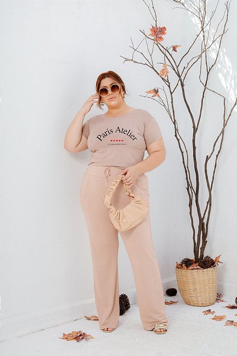 T-SHIRT PLUS SIZE PARIS ATELIER DTF BEGE XG