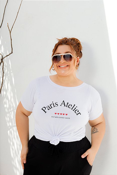 T-SHIRT PLUS SIZE PARIS ATELIER DTF BRANCO XG