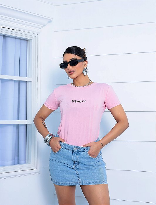 T-SHIRT YVES SAINT LAURENT DTF ROSA BEBÊ