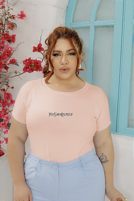 T-SHIRT PLUS SIZE YVES SAINT LAURENT DTF ROSA BEBÊ XG