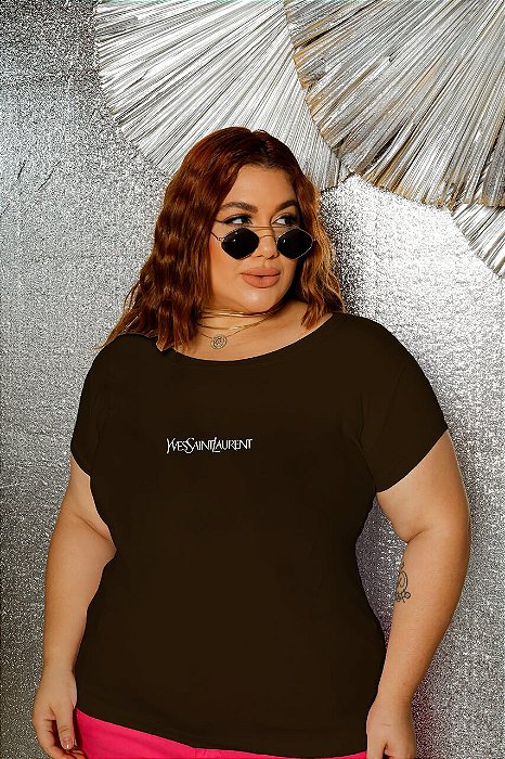 T-SHIRT PLUS SIZE YVES SAINT LAURENT DTF CHOCOLATE XG