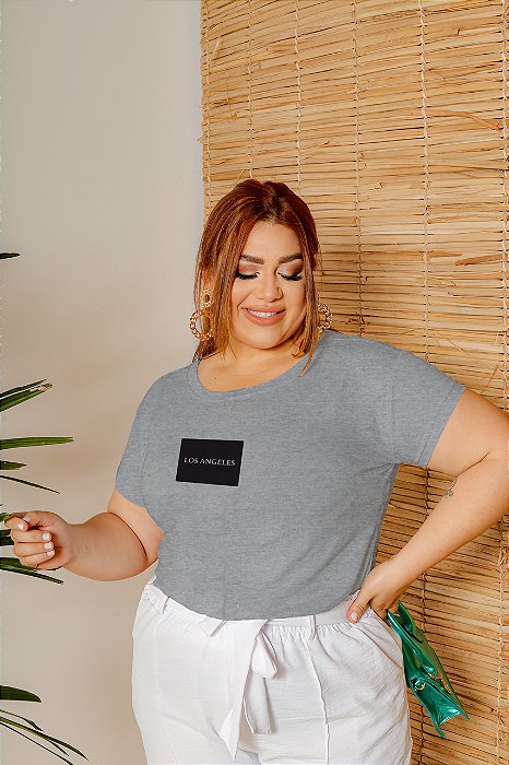 T-SHIRT PLUS SIZE LOS ANGELES DTF CINZA XG