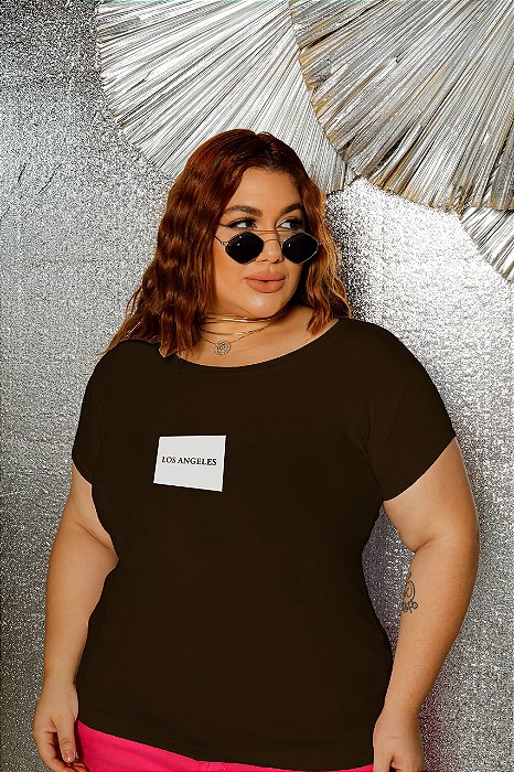 T-SHIRT PLUS SIZE LOS ANGELES DTF CHOCOLATE XG