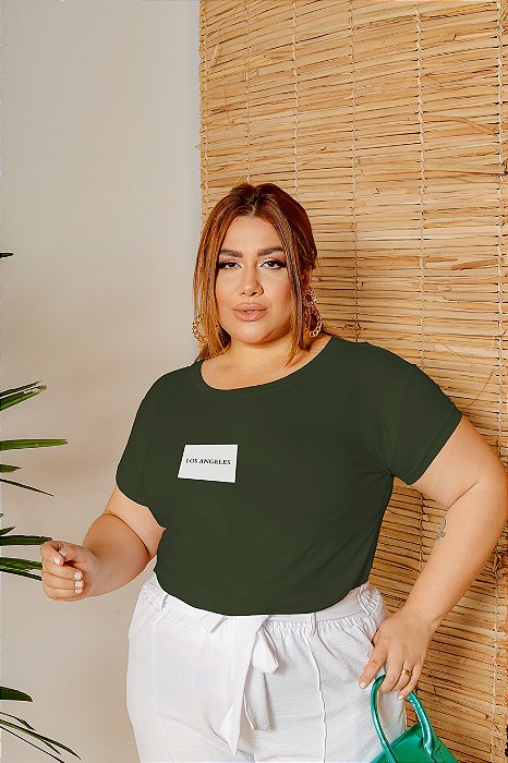 T-SHIRT PLUS SIZE LOS ANGELES DTF VERDE MILITAR XG