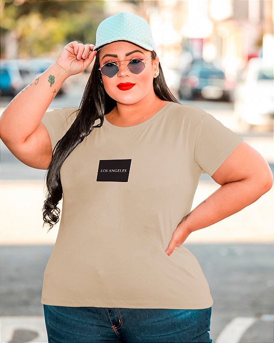 T-SHIRT PLUS SIZE LOS ANGELES DTF BEGE XG